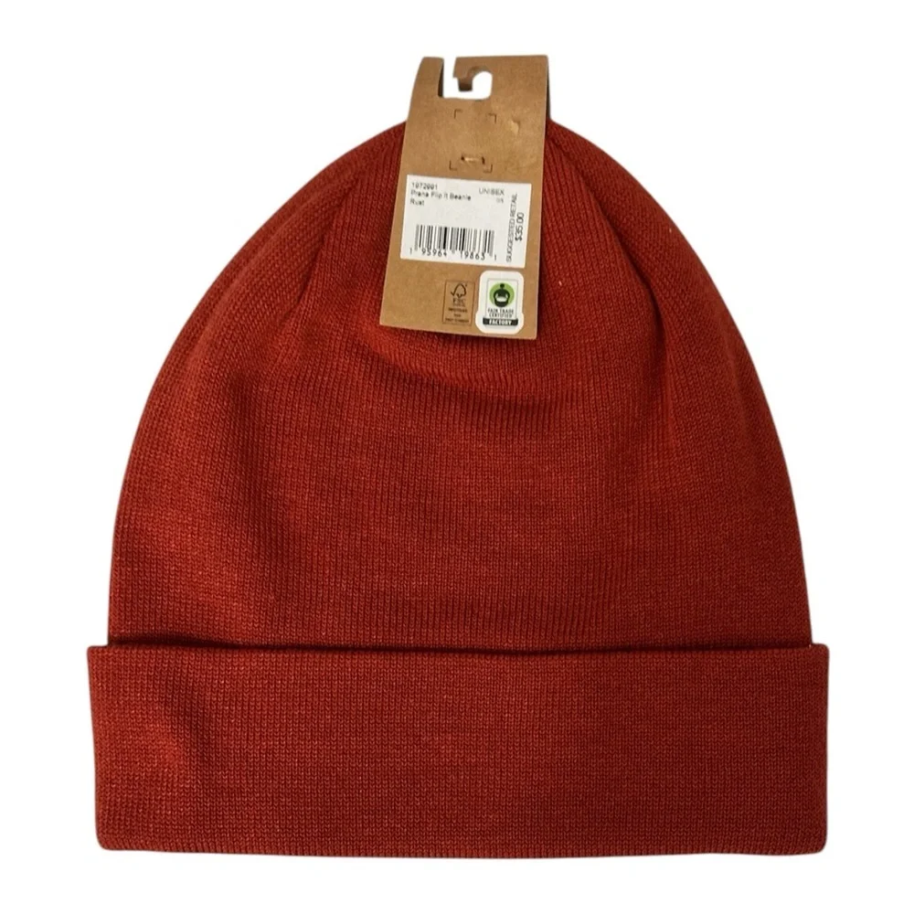PRANA Flip It Beanie Rust Red Orange Unisex Men Women Sustainable OS $35 MSRP - Picture 3 of 5